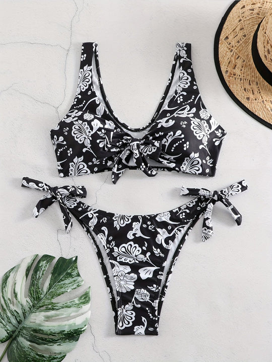 Damen Triangel-Bikini mit verspieltem Knoten-Detail EB
