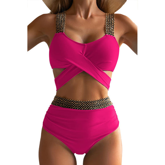 Damen Hochgeschnittener Bikinisuit mit glamourösen Details EB