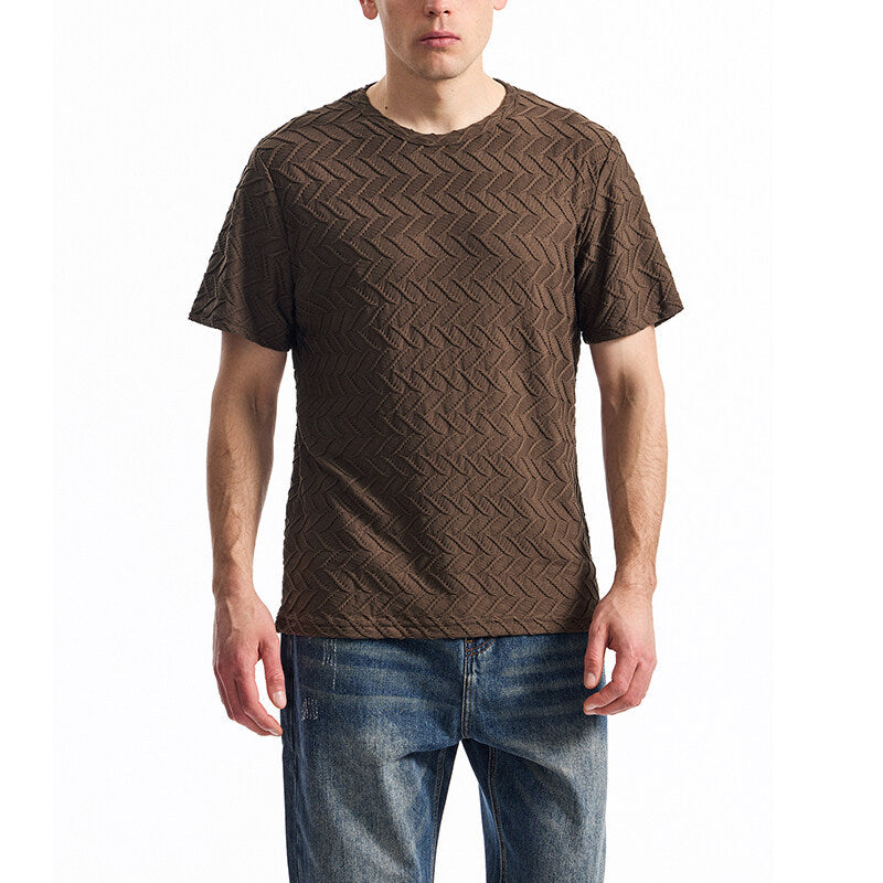 Herren T-Shirt mit strukturiertem Muster und lässiger Passform EB