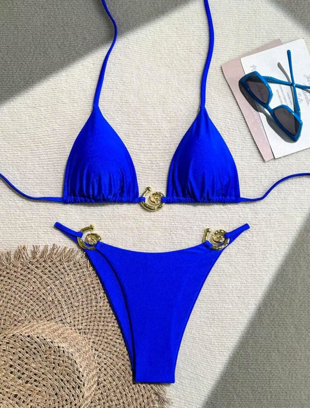 Damen Triangel-Bikini mit raffiniertem Gold-Detail EB