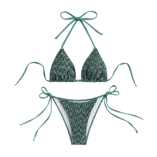 Damen Triangel-Bikini mit eleganten Bindebändern und rippierter Textur EB