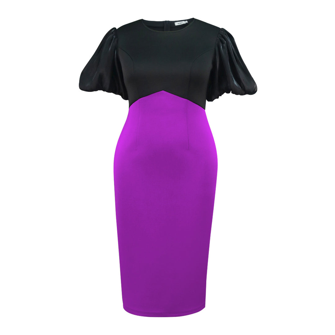 Damen Figurbetontes Kleid mit voluminösen Puffärmeln EB