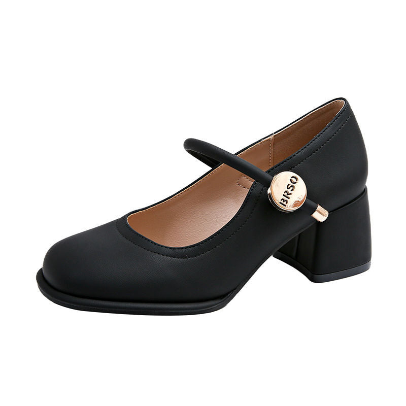 Damen elegante Mary Jane Schuhe mit Blockabsatz EB