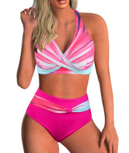 Damen Hoch geschnittenes Bikini-Set mit kreativem Schnitt EB