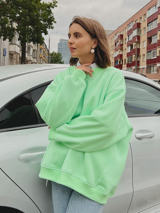 Damen Oversized Sweatshirt im lässigen Stil mit übergroßen Ärmeln und elastischen Bündchen EB
