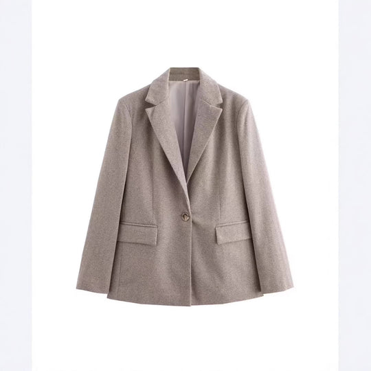 Damen Einreihiger Blazer mit Fischgrätmuster, Reverskragen und Pattentaschen EB