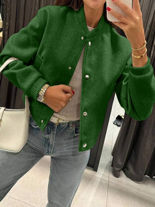 Damen Kurzjacke im Bomberstil aus Teddyfleece mit Rippbündchen EB