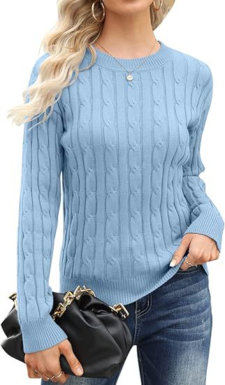 Damen klassischer Strickpullover mit Zopfdesign EB