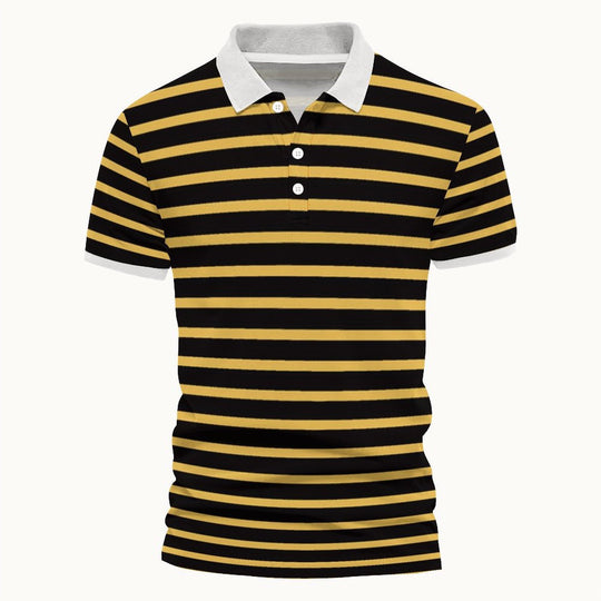 Herren Polo-Shirt mit maritimem Streifenmuster und kontrastierendem Kragen EB
