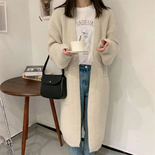 Damen Strickcardigan mit lockerer Silhouette und tiefen Taschen EB