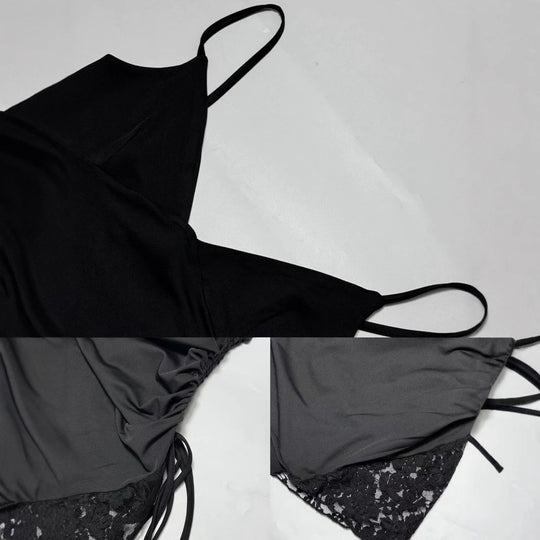 Damen Minikleid mit raffinierten Rüschendetails und verführerischem Spitzenansatz EB