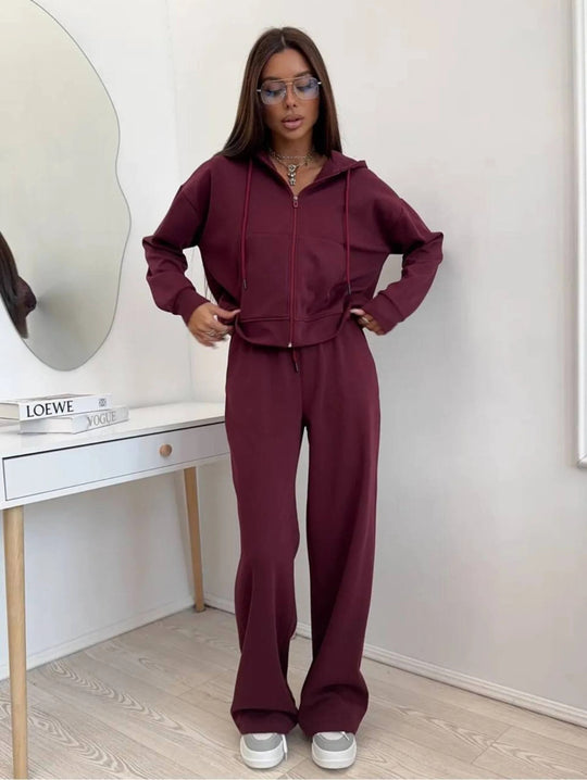 Damen nan weite Highwaist-Loungehose aus Sweatstoff mit Kordelzug und Eingrifftaschen EB