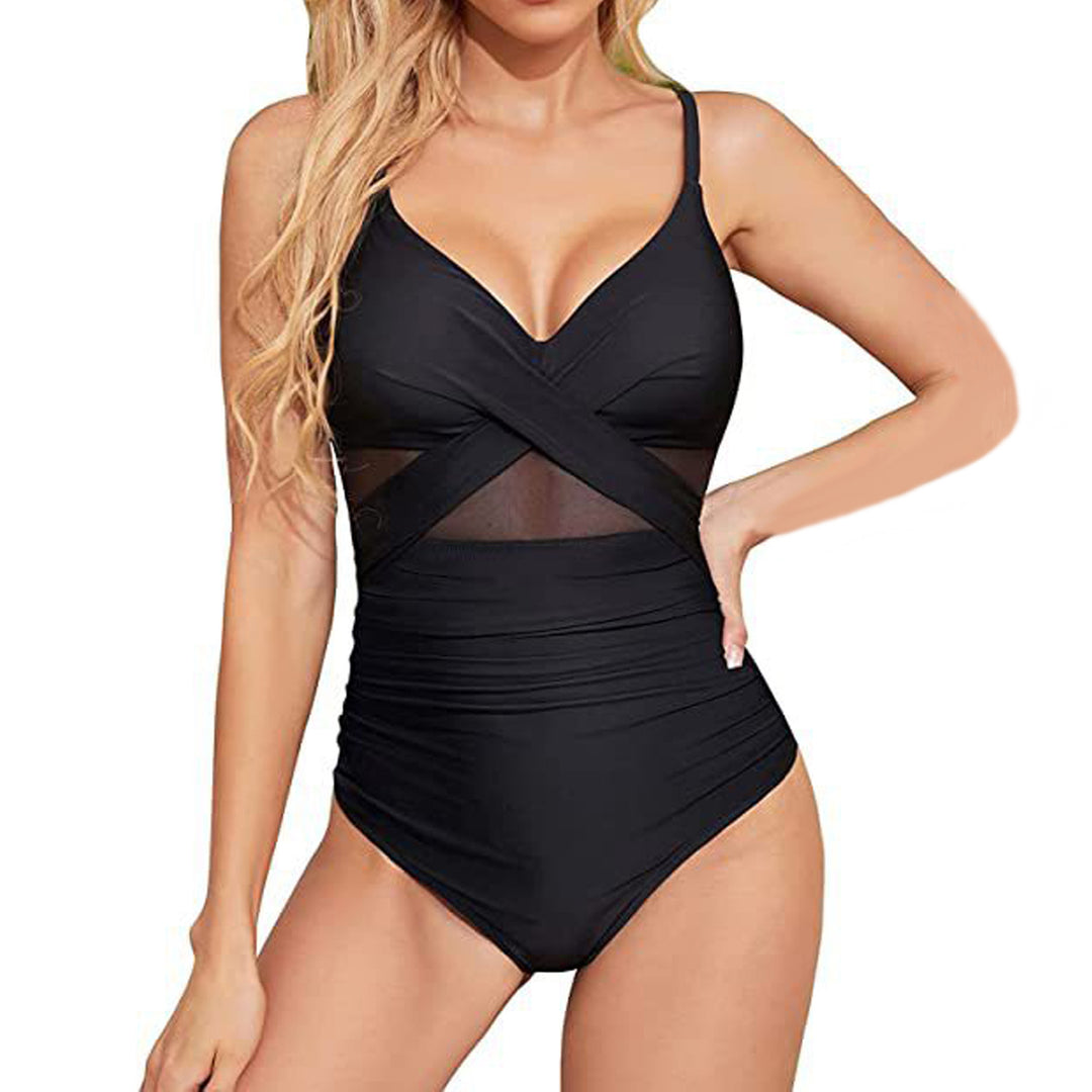 Damen Hochwertiger Einteiler Badeanzug mit trendigen Cut-Out-Details EB