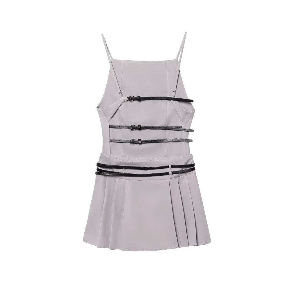 Damen Top mit elegantem Plissee-Design und modischem Gürtel EB