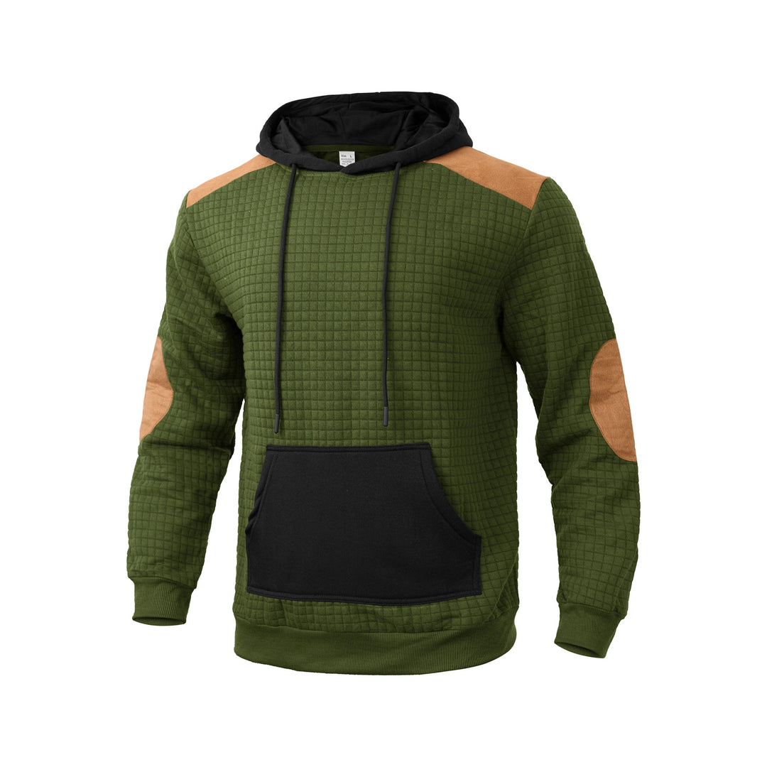 Herren modischer Kapuzenpullover mit strukturiertem Design und Kunstlederakzenten EB