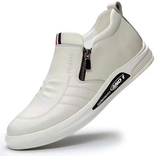 Herren Elegante und komfortable Leder-Slipper mit Reißverschluss EB