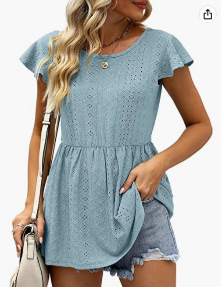 Damen Sommerliches Blusenshirt mit Rüschendetails EB