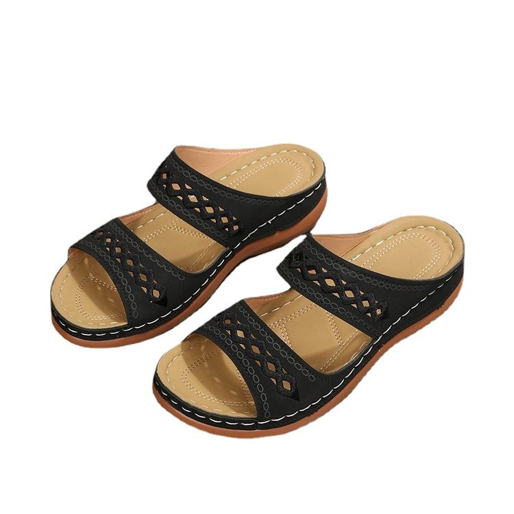 Damen Komfortable Sandalen mit dekorativem Riemendesign und gepolsterter Innensohle EB