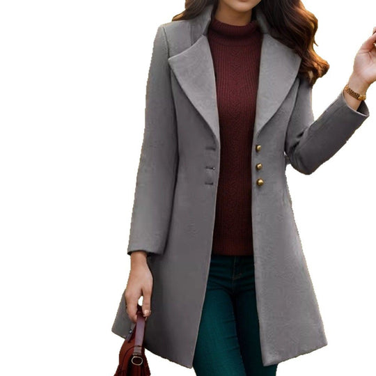 Damen eleganter Mantel mit klassischem Schnitt und dekorativen Knöpfen EB