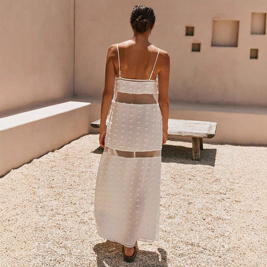 Damen Transparentes Maxikleid mit verspielten 3D-Punktdetails EB