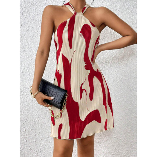 Damen modisches Kurzkleid mit raffiniertem Halterdesign EB