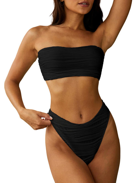 Damen Bandeau Bikini mit Raffungen EB