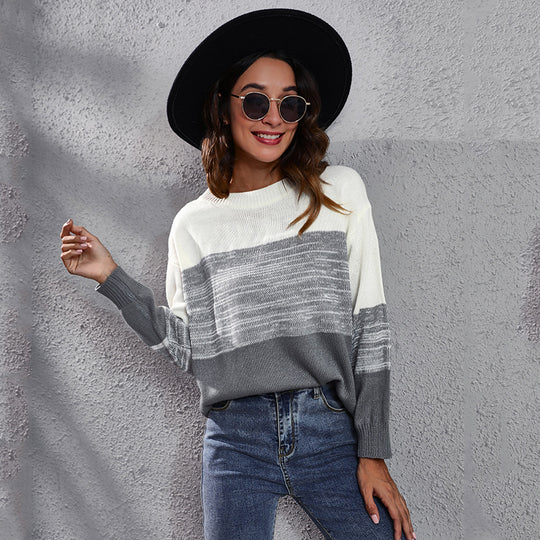 Damen Grobstrickpullover mit modernem Streifendesign und komfortablem Schnitt EB