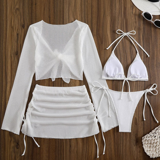 Damen Badeanzug-Set mit trendigem Netzdesign und verstellbaren Details EB