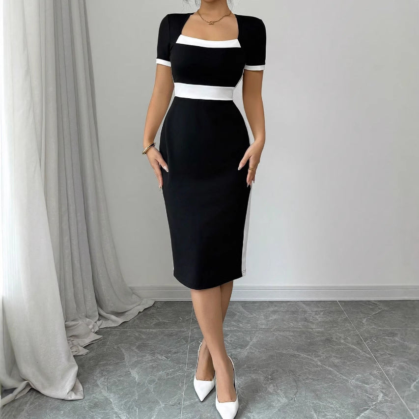 Damen Midi-Kleid mit kontrastierenden Einsätzen EB