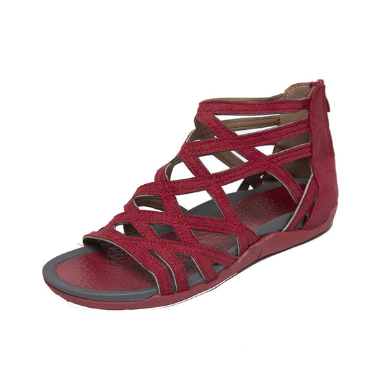 Damen  Riemchen-Sandalen mit geflochtenem Gitterdesign, gepolstertem Komfortfußbett und praktischem Fersenreißverschluss EB