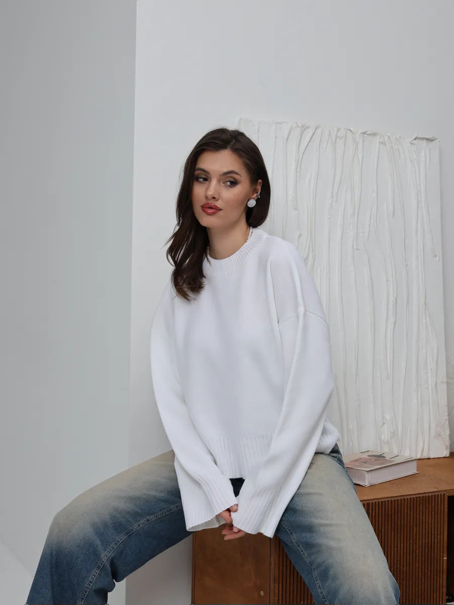 Damen Bequemer Pullover mit Oversized-Schnitt und breiten Ärmeln EB