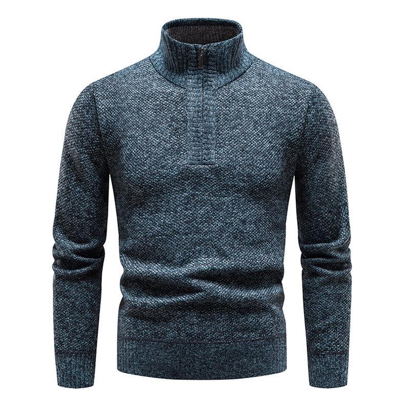 Herren Pullover mit halbem Reißverschluss und strukturiertem Design EB