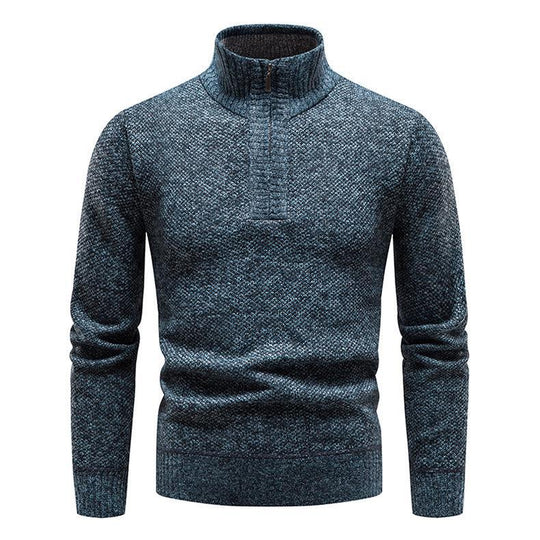 Herren Pullover mit halbem Reißverschluss und strukturiertem Design EB