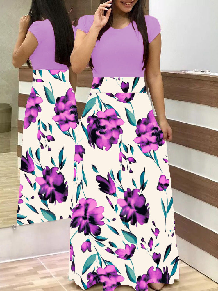 Damen Elegantes Maxikleid mit grafischem Druck und flexiblem Bund EB