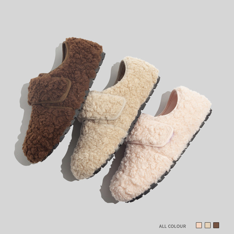 Damen Hausschuhe mit weichem Fleece-Futter und verstellbarem Klettverschluss EB