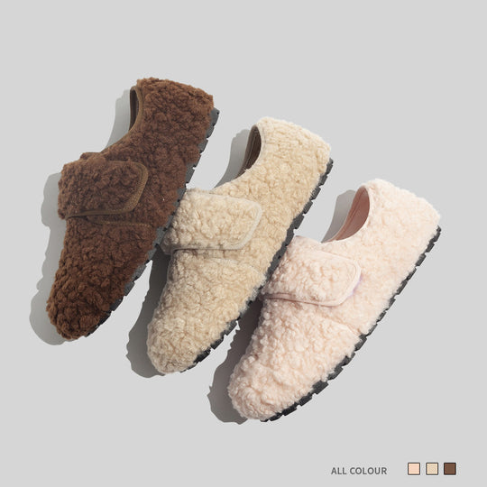 Damen Hausschuhe mit weichem Fleece-Futter und verstellbarem Klettverschluss EB