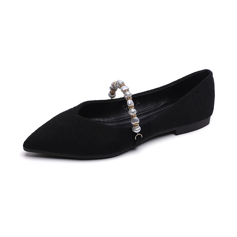 Damen Ballerinas mit modischer Perlen-Schnalle EB