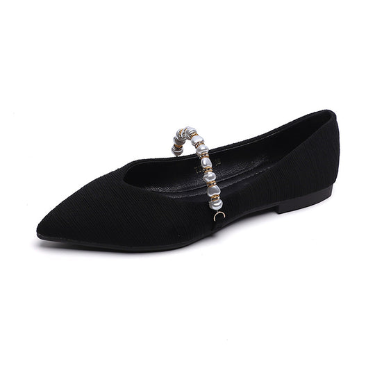 Damen Ballerinas mit modischer Perlen-Schnalle EB