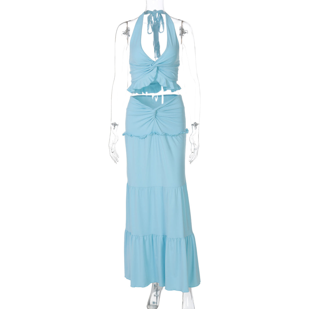 Damen Maxi-Kleid mit offener Rückenpartie und innovativem Wickeldesign EB
