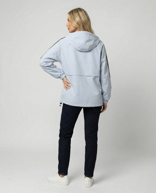 Damen leichte winddichte Kapuzenjacke im Oversize-Sportstil mit Kontraststreifen EB