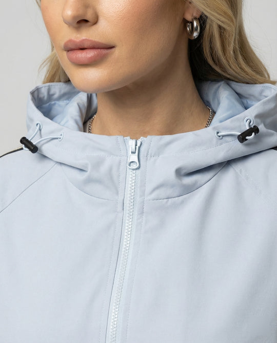 Damen leichte winddichte Kapuzenjacke im Oversize-Sportstil mit Kontraststreifen EB