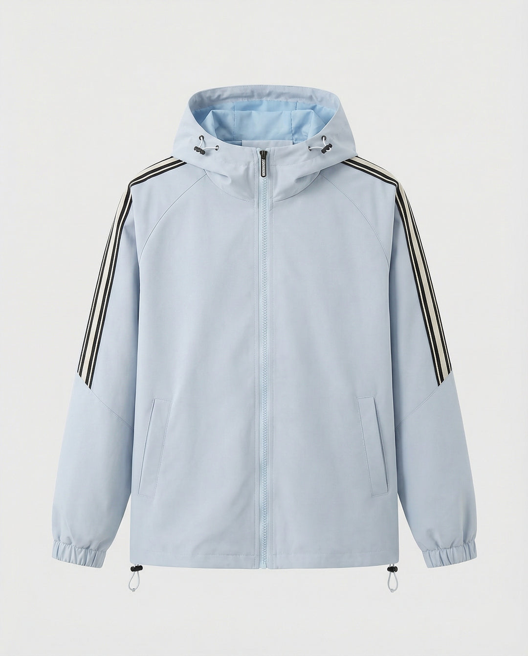 Damen leichte winddichte Kapuzenjacke im Oversize-Sportstil mit Kontraststreifen EB