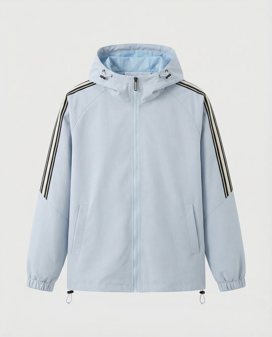 Damen leichte winddichte Kapuzenjacke im Oversize-Sportstil mit Kontraststreifen EB