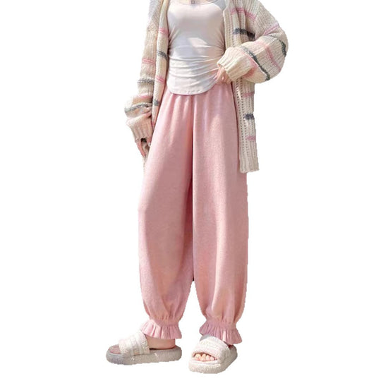Damen bequeme Palazzohose aus glänzendem Material EB