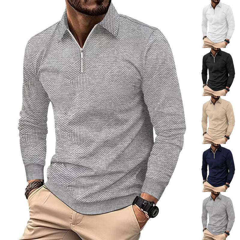 Herren modischer Stehkragenpullover mit strukturiertem Material EB