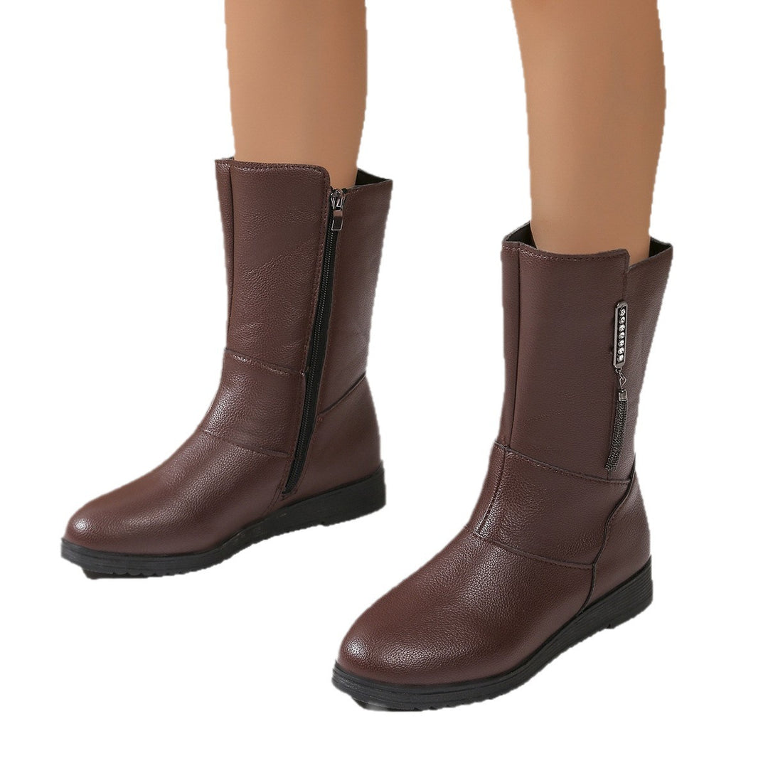 Damen modische Stiefel mit elegantem Reißverschluss und komfortabler Sohle EB
