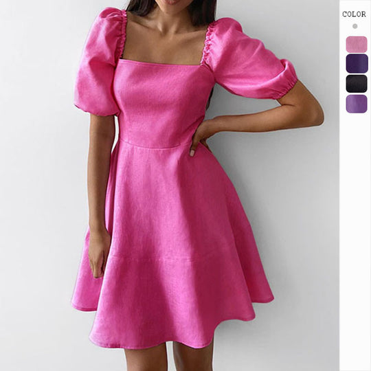 Damen Verspieltes Kleid mit großzügigen Puffärmeln und schwingendem Saum EB