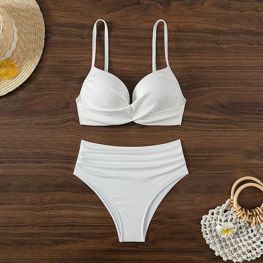 Damen Hoch tailliertes Bikini-Set mit elegantem Oberteil EB