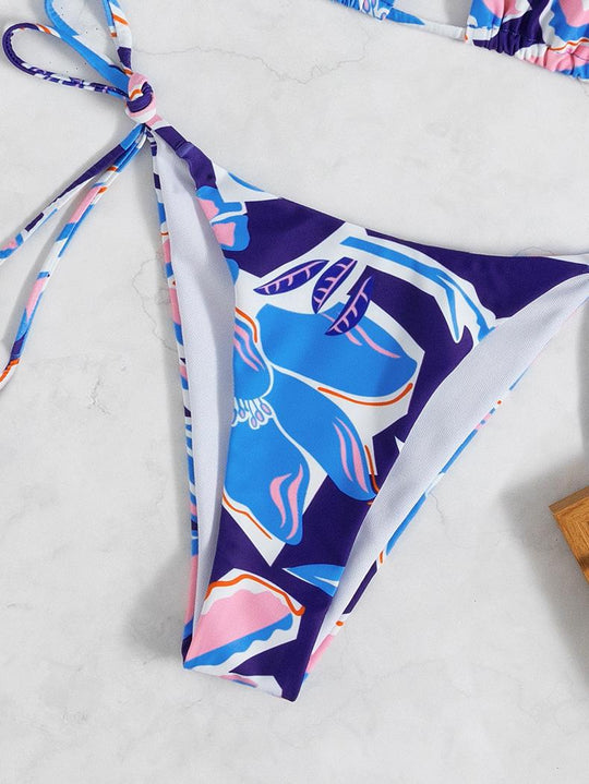 Damen Triangel-Bikini mit traumhaftem Blumendesign und raffinierten Schnürdetails EB