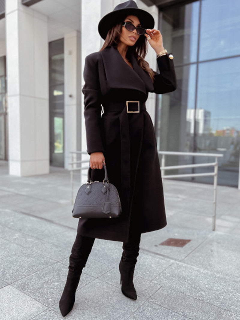 Damen eleganter Trenchcoat mit Gürtel und hochwertiger Verarbeitung EB